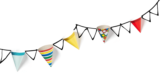 illustrated bunting with party hats